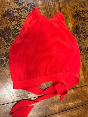 Aritzia Red Halter Tie-Back Camisole